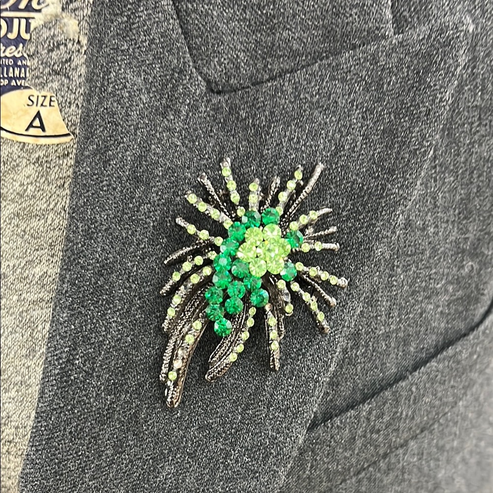 Vintage Green Crystal Brooch